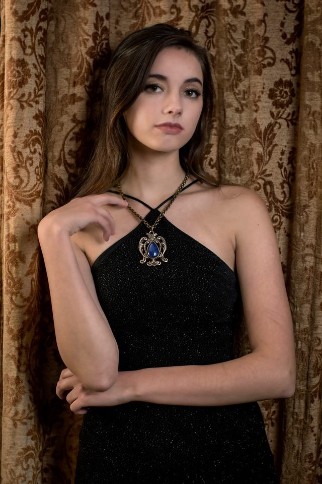 Jewelry: Limited edition Queen Anne Pendant with Lapis Model: Brittin Lane Morrell Photographer: Margo Elfstrom